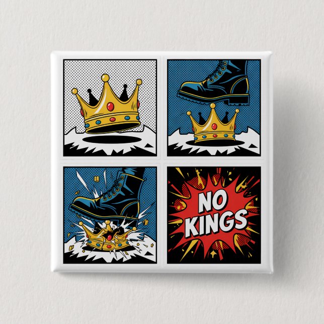 No Kings Cartoon Knopf Button (Vorderseite)