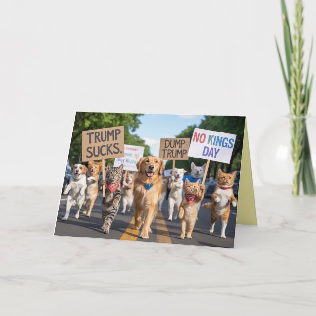 No Kings Day Pet Protest Card Karte (Vorderseite)