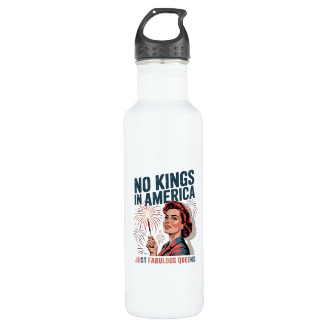 No Kings In America Fabulous Queens Pride 2025 Des Edelstahlflasche (Vorderseite)