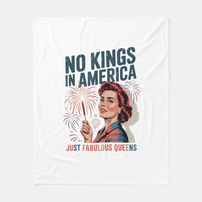 No Kings In America Fabulous Queens Pride 2025 Des Fleecedecke (Vorderseite)