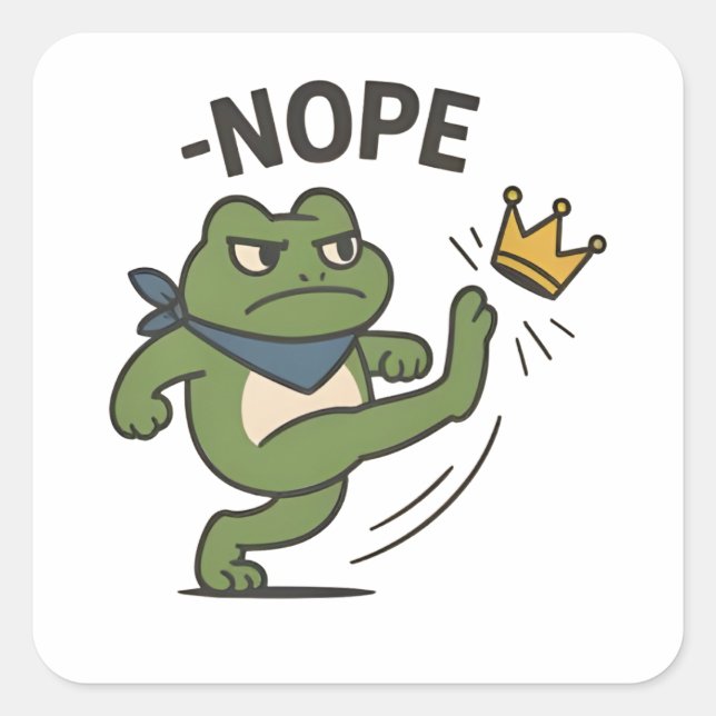 No Kings in America Frog No Kings Democracy Quadratischer Aufkleber (Vorderseite)