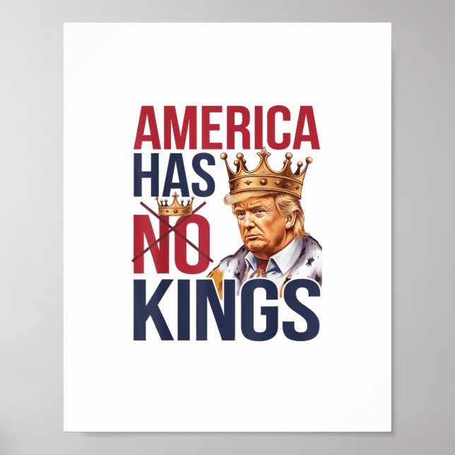 No Kings In America Funny America Has No King Poli Poster (Vorne)