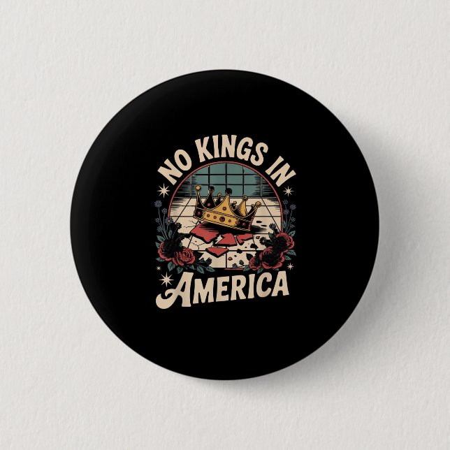 No Kings In America Retro Classic Button (Vorderseite)