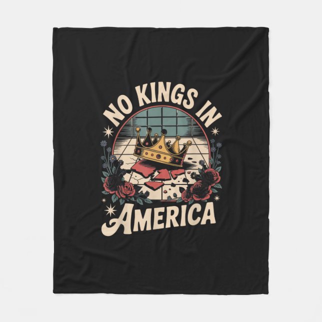 No Kings In America Retro Classic Fleecedecke (Vorderseite)