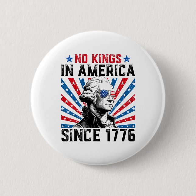 No Kings In America Since 1776 Distressed Usa Flag Button (Vorderseite)