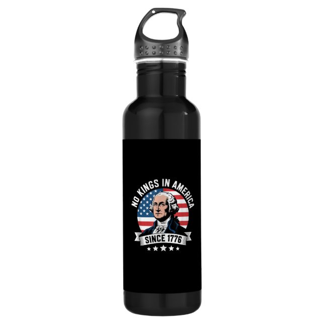 No Kings In America Since 1776 Funny Freedom Vibe Edelstahlflasche (Vorderseite)