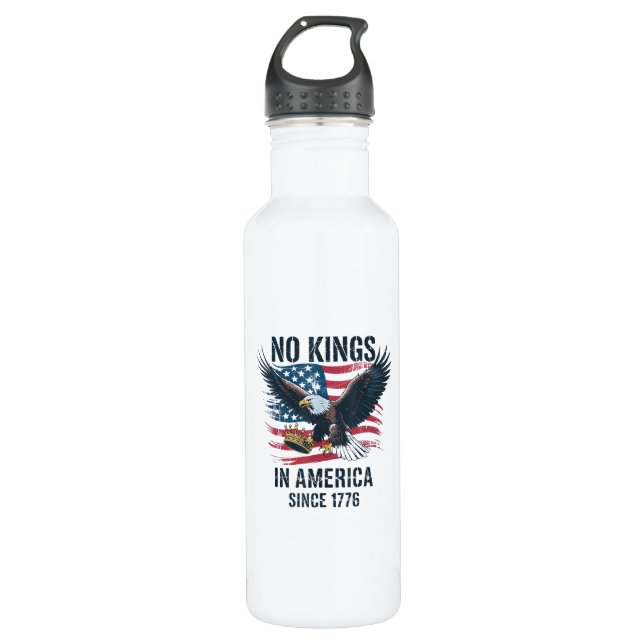 No Kings In America Since 1776 Minimal Clean Edelstahlflasche (Vorderseite)