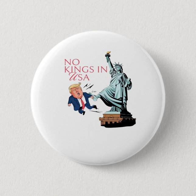 No Kings In USA Statue Of Kicking Out Fump Classic Button (Vorderseite)