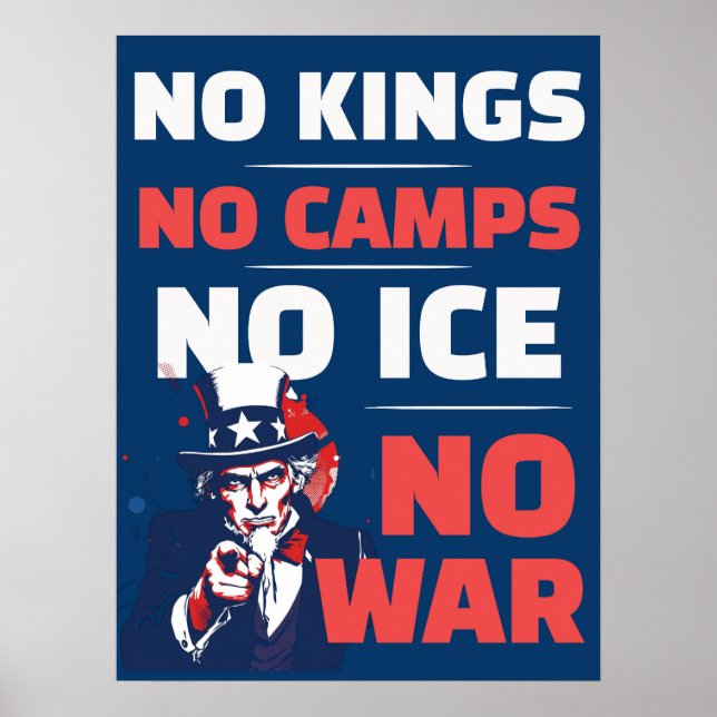 No Kings No ICE No Camps No War Poster  (Vorne)