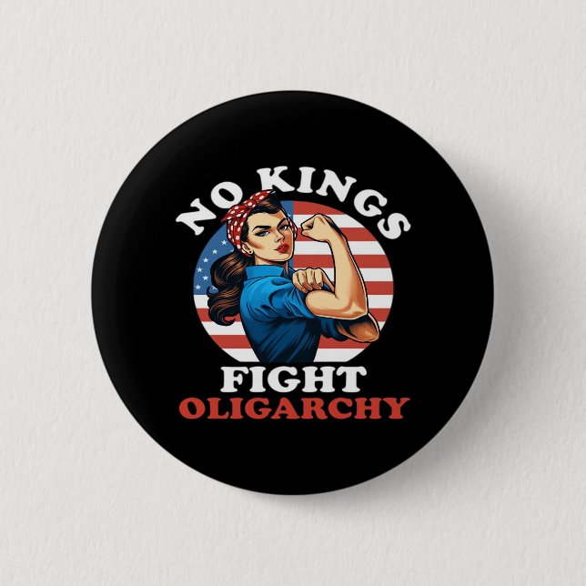 No Kings Oligarchy Retro Classic Button (Vorderseite)
