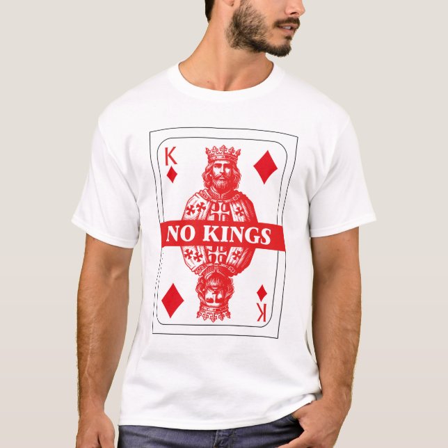 No Kings Playing Card Shirt – Red Diamond King Gra (Vorderseite)