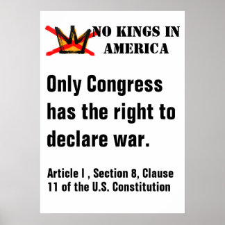 No Kings Protest poster - Right to Declare War
