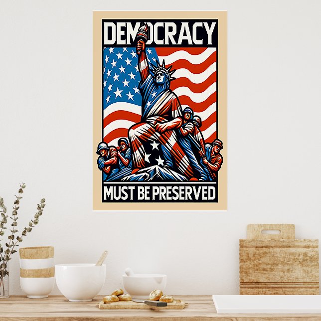 No Kings Save Democracy  Poster (Küche)