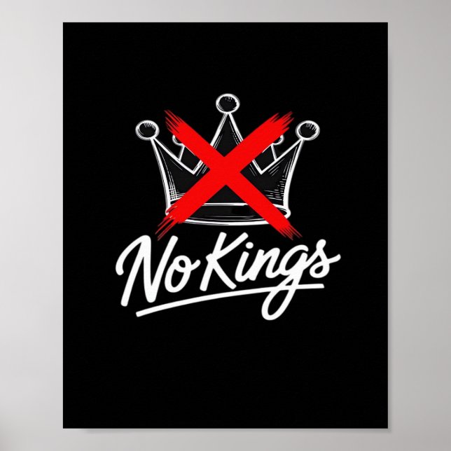 No Kings Simple Crown With Cross Artistic Design Poster (Vorne)