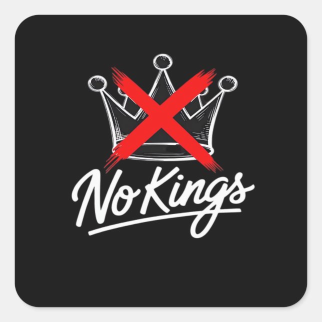 No Kings Simple Crown With Cross Artistic Design Quadratischer Aufkleber (Vorderseite)