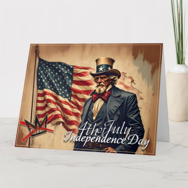 No Kings Uncle Sam Independence Day Art Karte (Vorderseite)