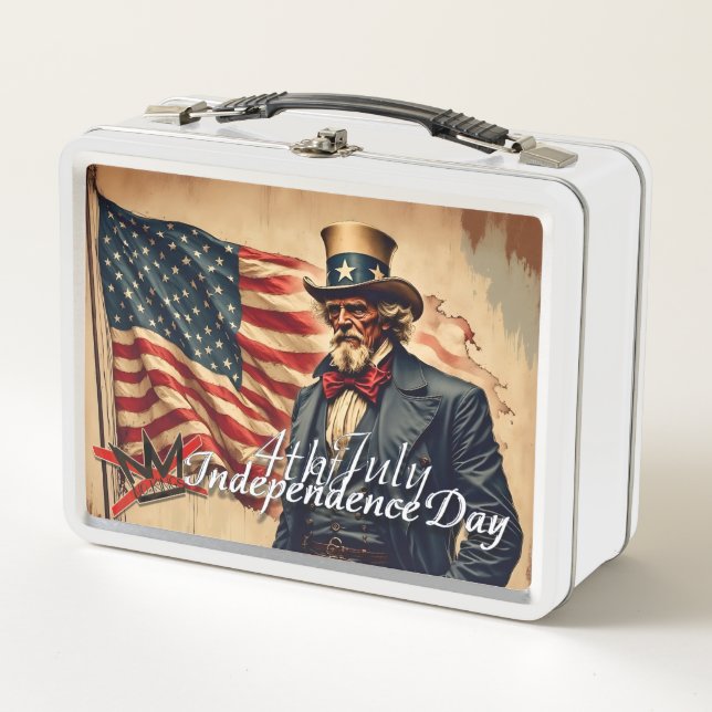 No Kings Uncle Sam Independence Day Art Metall Brotdose (Vorderseite)