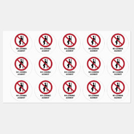 No Leaning Against, Prohibition Sign Etiketten