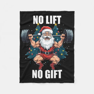 No Lift No Gift Santa Claus Christmas Gym Bodybuil Fleecedecke