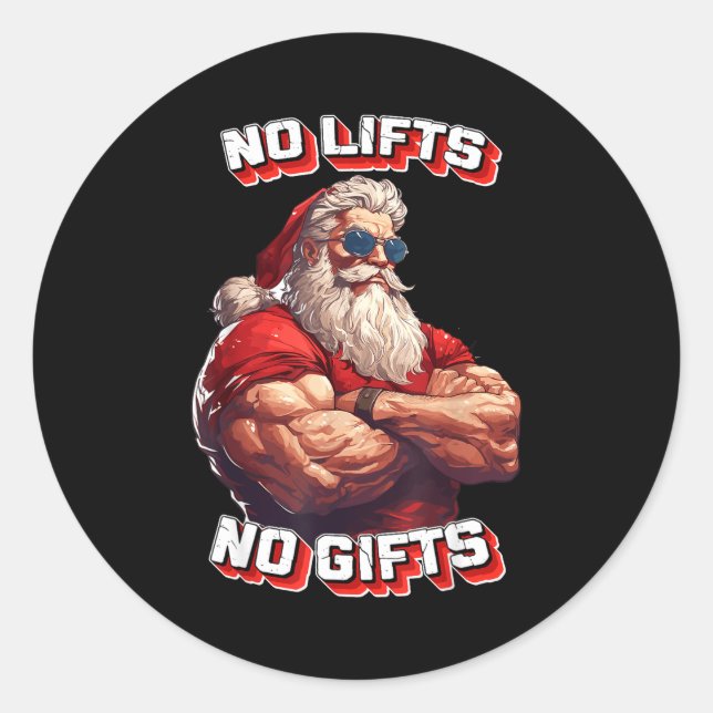 No Lifts No Bodybuilder Fitness Santa Christmas  Runder Aufkleber (Vorderseite)