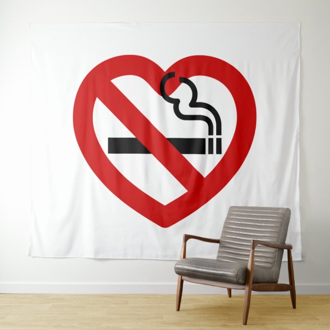 No Love For Smoking Sign Wandteppich (Beispiel (Horizontal))