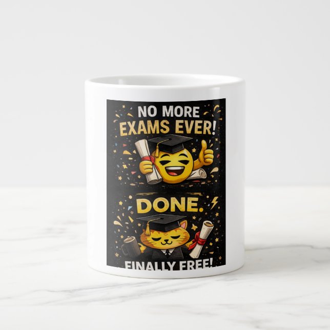 No More Exams Ever Funny Graduation Jumbo-Tasse (Vorderseite)