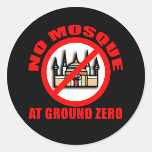 NO MOSQUE am Ground Zero Tshirts, Tasten Runder Aufkleber