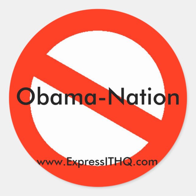 No Obama-Nation, www.ExpressITHQ.com Runder Aufkleber (Vorderseite)