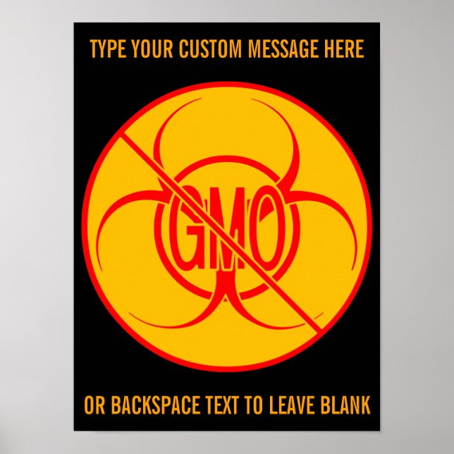 No OGM Poster Biodanger Personnalisé Aucun OGM Sig (Devant)