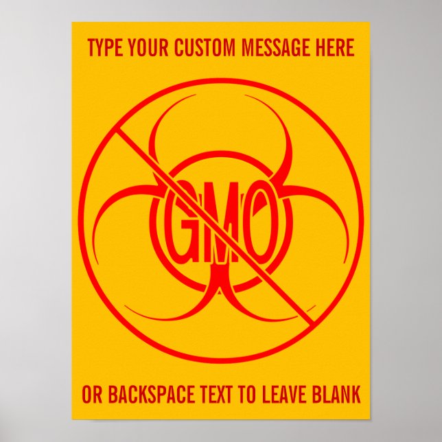 No OGM Poster Biodanger Personnalisé Aucun OGM Sig (Devant)