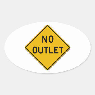No Outlet, Traffic Warning Sign, USA Ovaler Aufkleber