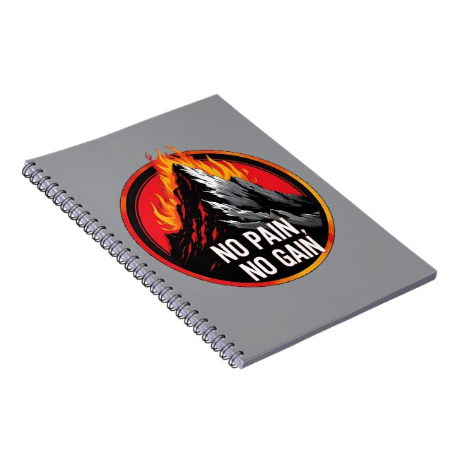 No Pain No Gain Burning Mountain Motivational Spir Notizblock (Rechte Seite)