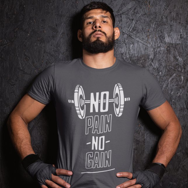 No Pain No Gain Hantel Motiv T-Shirt (Von Creator hochgeladen)