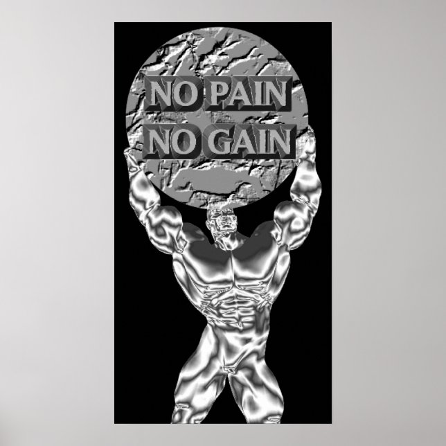 No Pain No Gain Poster d'haltérophilie (Devant)