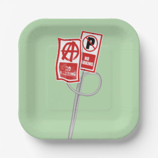 No parking anarchy sign pappteller