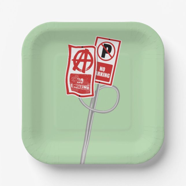 No parking anarchy sign pappteller (Vorderseite)