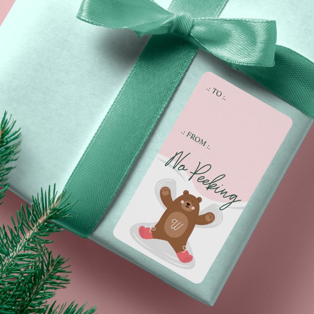 No Peeking Woodland Bear Snow Angel To From (No Peeking Woodland Bear Snow Angel To From Label)
