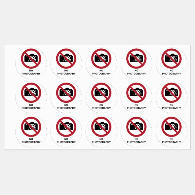 No Photography, Prohibition Sign Etiketten (Blatt)