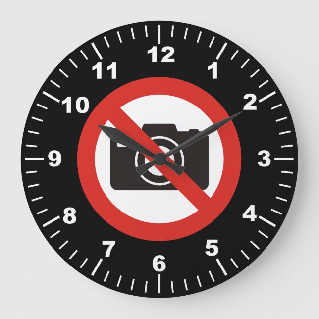 No Photos Allowed Große Wanduhr (Vorderseite)
