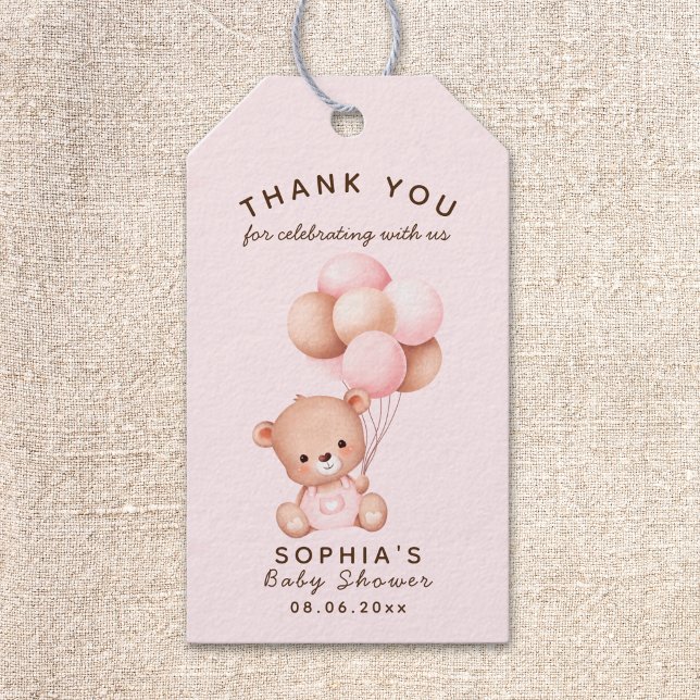 No podemos esperar mas Lindo oso Rosa Baby shower Geschenkanhänger (Von Creator hochgeladen)