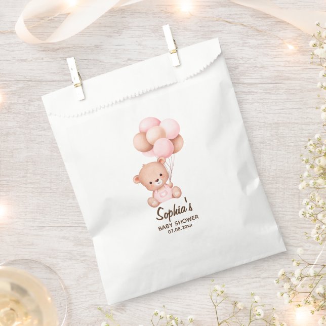 No podemos esperar mas Lindo oso Rosa Baby shower Geschenktütchen (Ausgeschnitten)