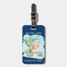 No Prob Llama Alpaca My Bags - Blue Personalisiert