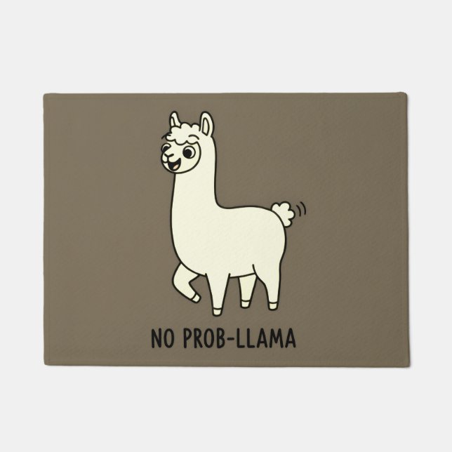 "No Prob-Llama" Cute Llama Doodle - Chill Vibe Fußmatte (Vorderseite)