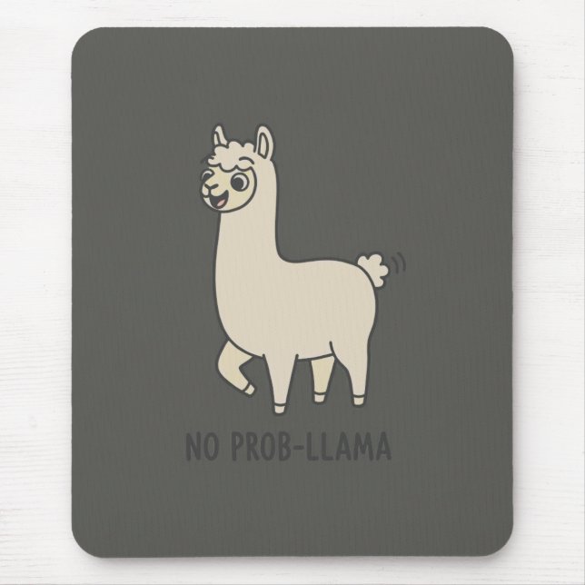 "No Prob-Llama" Cute Llama Doodle - Chill Vibe Mousepad (Vorne)