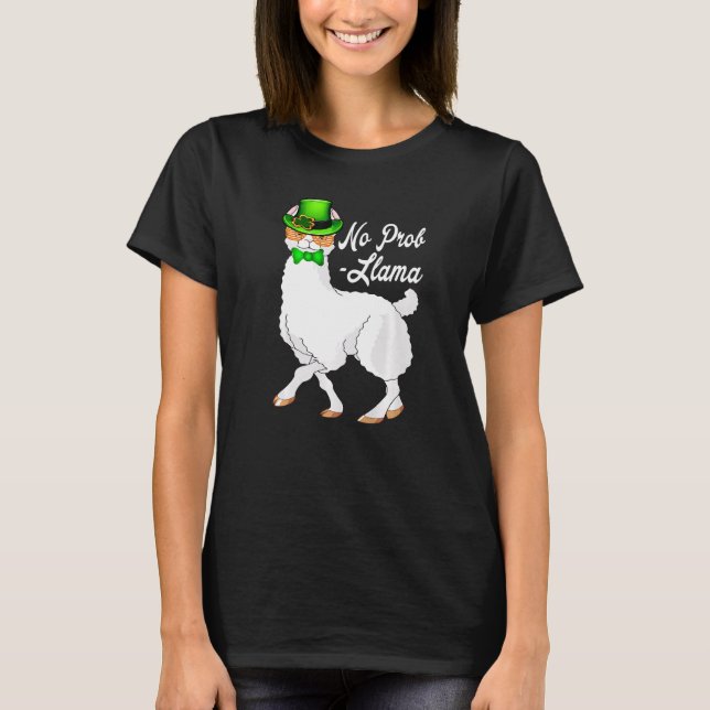 No Prob Llama Irish Leprechaun Hat St Patricks Day T-Shirt (Vorderseite)