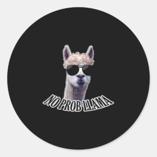 No Prob Llama Runder Aufkleber