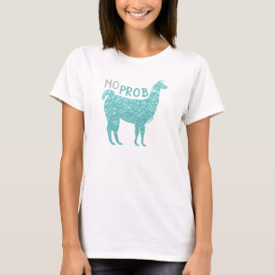 No Prob Llama Türkise Glitzer Glitzern T-Shirt