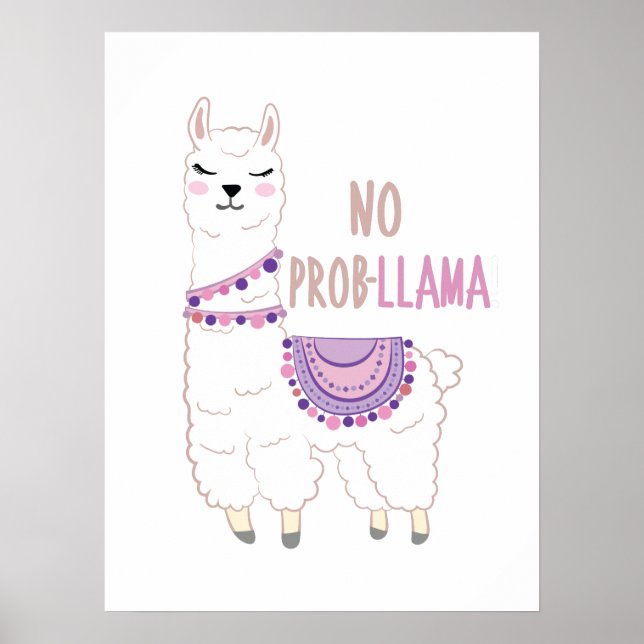 No Probllama Llama Funny Poster (Vorne)