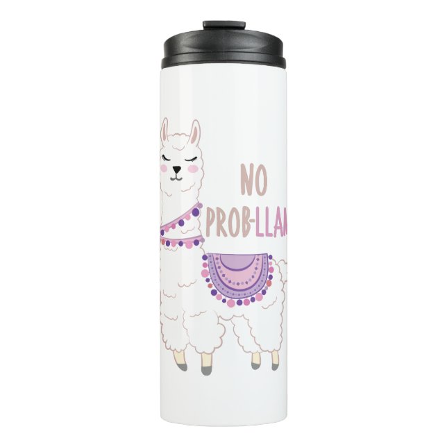 No Probllama Llama Funny Thermosbecher (Vorderseite)