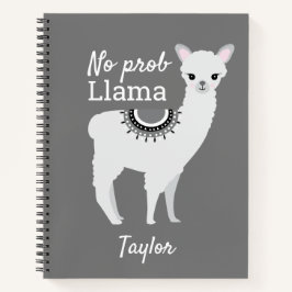 No ProbLlama Personalisiert Niedlich Llama Gray Notizbuch